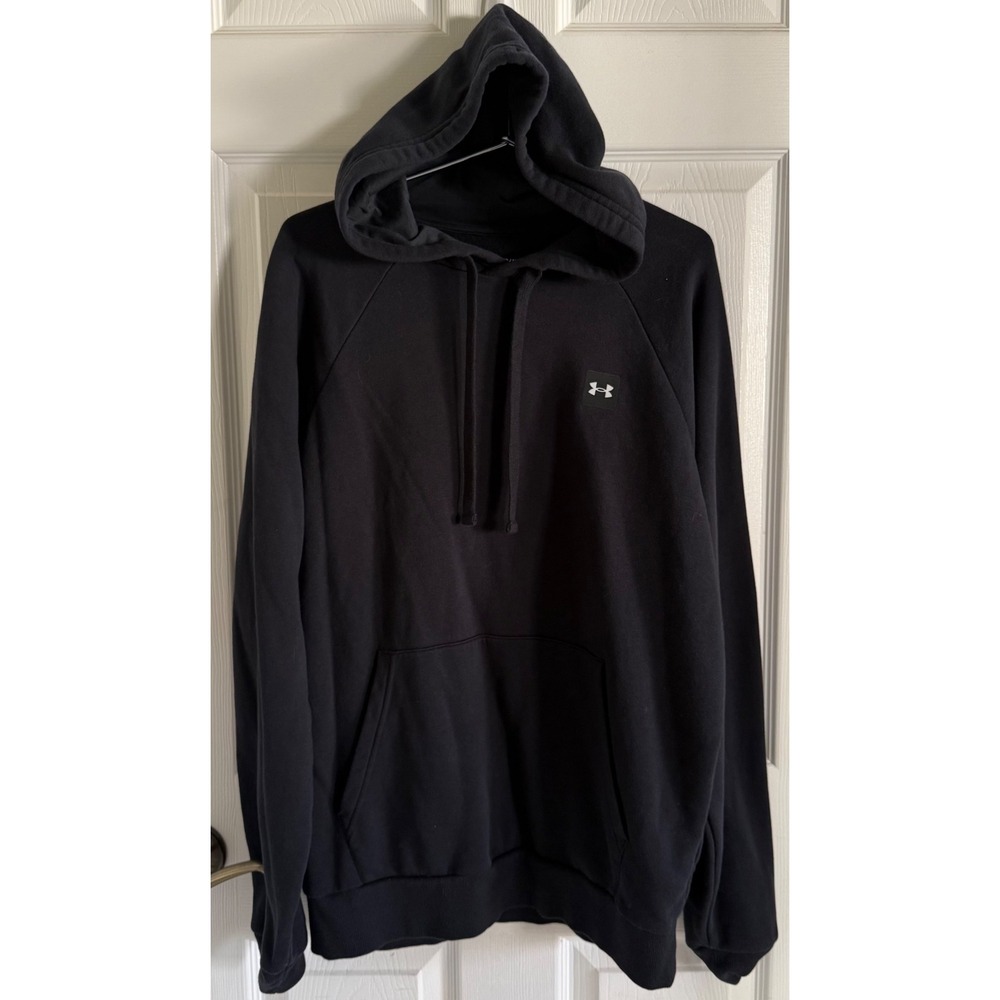Under Armour Mens Rival Fleece Hoodie Black Loose Fit Pullover Sweatshirt MD